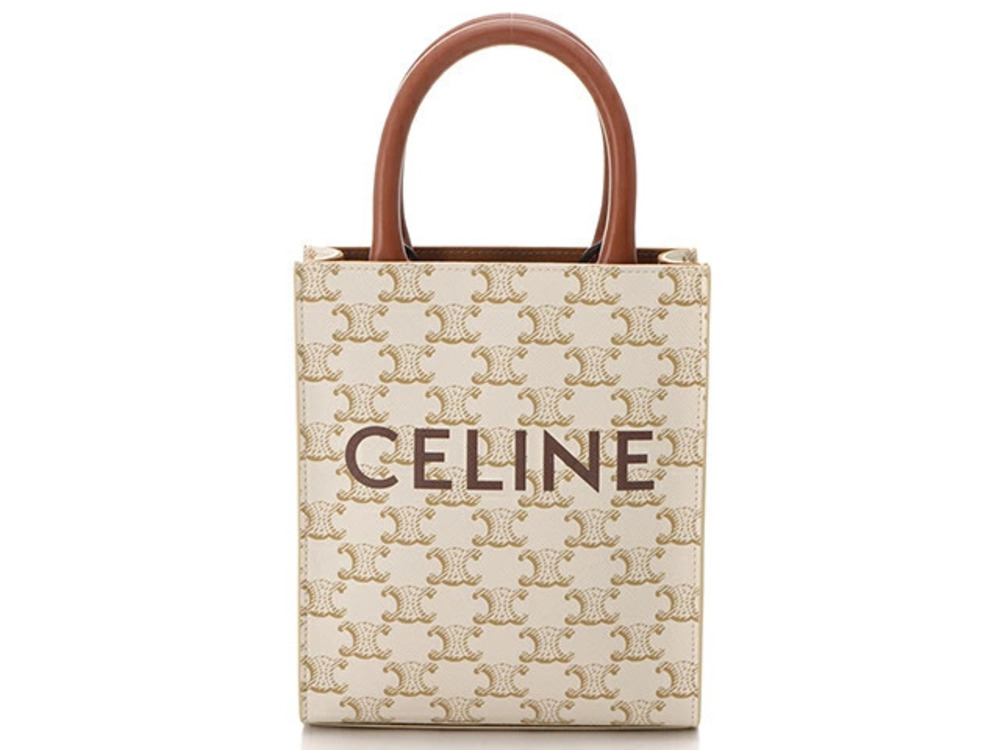 Celine Triomphe Vertical Cabas Tote Bag White Calfskin